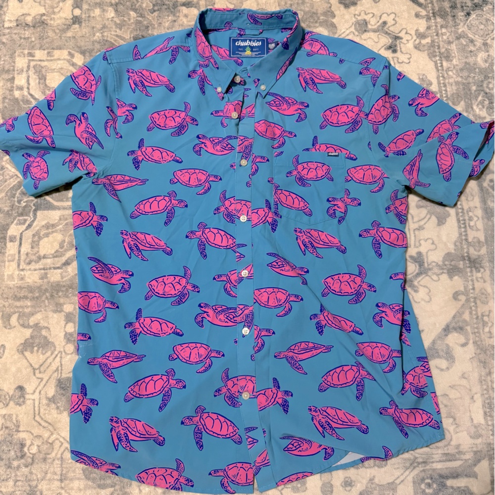 Chubbies Sea Turtle Print Button-Up Shirt Men’s XXL
